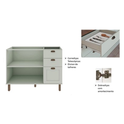 Cozinha Completa Iluminata 6 Portas 3 Gavetas 100% Mdf Mint/ébano - Genialflex