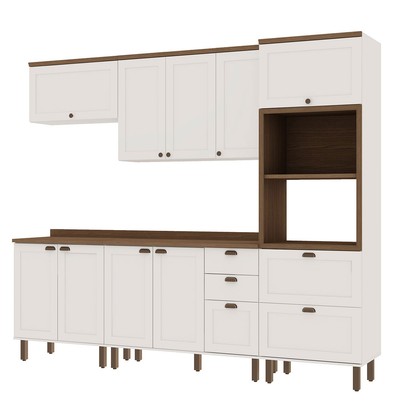 Cozinha Completa Iluminata 10 Portas 4 Gavetas 100% Mdf Branco/ébano - Genialflex