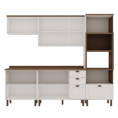 Cozinha Completa Iluminata 10 Portas 4 Gavetas 100% Mdf Branco/ébano - Genialflex
