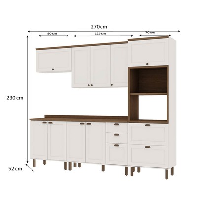 Cozinha Completa Iluminata 10 Portas 4 Gavetas 100% Mdf Branco/ébano - Genialflex