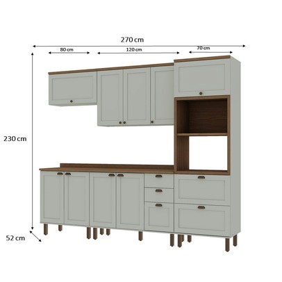 Cozinha Completa Iluminata 10 Portas 4 Gavetas 100% Mdf Mint/ébano - Genialflex