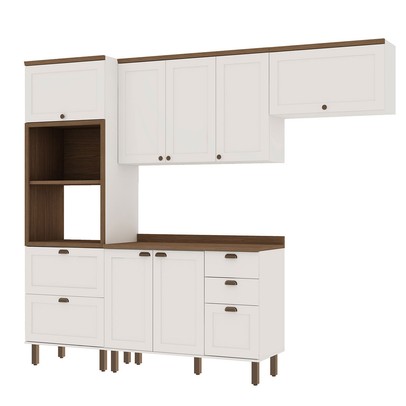 Cozinha Completa Luna 8 Portas 4 Gavetas 100% Mdf Branco Fosco - Genialflex