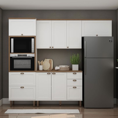 Cozinha Completa Luna 8 Portas 4 Gavetas 100% Mdf Branco Fosco - Genialflex