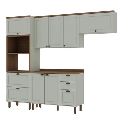 Cozinha Completa Luna 8 Portas 4 Gavetas 100% Mdf Mint/ébano - Genialflex
