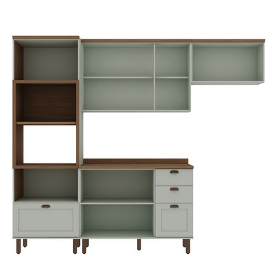 Cozinha Completa Luna 8 Portas 4 Gavetas 100% Mdf Mint/ébano - Genialflex