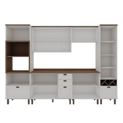 Cozinha Completa Ayla 11 Portas 5 Gavetas 100% Mdf com Vidro Branco Fosco - Genialflex