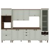 Cozinha Completa Ayla 11 Portas 5 Gavetas 100% Mdf com Vidro Verde Mint - Genialflex