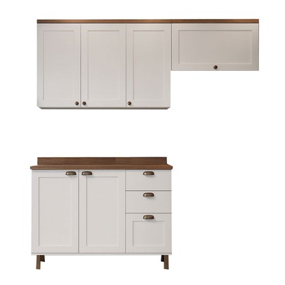 Cozinha Compacta Flora 6 Portas 3 Gavetas 100% Mdf Branco Fosco - Genialflex