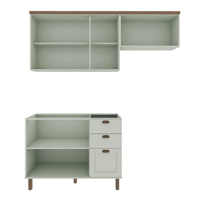 Cozinha Compacta Flora 6 Portas 3 Gavetas 100% Mdf Mint - Genialflex