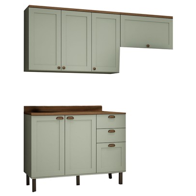 Cozinha Compacta Flora 6 Portas 3 Gavetas 100% Mdf Mint - Genialflex
