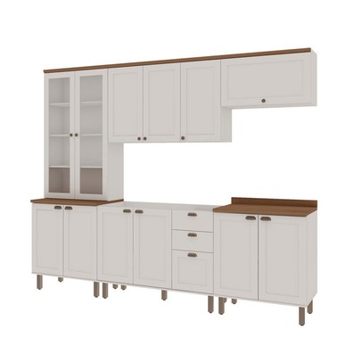 Cozinha Completa Iluminata 12 Portas 3 Gavetas com Vidro 100% Mdf Branco/ébano - Genialflex