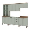 Cozinha Completa Iluminata 12 Portas 3 Gavetas com Vidro 100% Mdf Mint/ébano - Genialflex