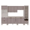 Cozinha Completa Iluminata Ayla 10 Portas 3 Gavetas 100% Mdf com Vidro Branco/Fendi/Mineral - Genialflex
