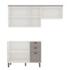 Cozinha Compacta Iluminata Flora 6 Portas 3 Gavetas Branco/Fendi/Mineral - Genialflex