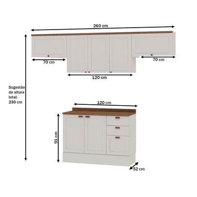 Cozinha Compacta Iluminata 7 Portas 3 Gavetas 100% Mdf Branco/ébano - Genialflex