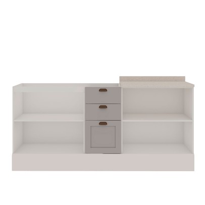 Balcão de Cozinha Iluminata 4 Portas 3 Gavetas 100% Mdf Branco/Fendi - Genialflex