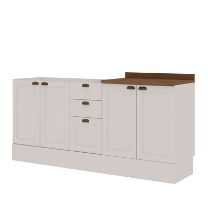 Balcão de Cozinha Iluminata 4 Portas 3 Gavetas 100% Mdf Branco/ébano - Genialflex