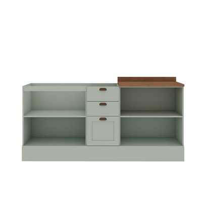 Balcão de Cozinha Iluminata 4 Portas 3 Gavetas 100% Mdf Mint/ébano - Genialflex
