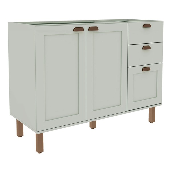 Balcão de Cozinha para Pia 2 Portas 3 Gavetas Verde Mint 1532 - Genialflex