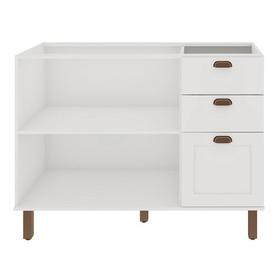 Balcão de Cozinha para Pia 2 Portas 3 Gavetas Branco Fosco 1532 - Genialflex