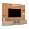 Estante para TV Até 75 Polegadas Magnum 2 Portas 2 Gavetas com Led Canela/Gris Fosco - Linea Brasil