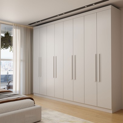 Guarda-Roupa Casal Bréscia 8 Portas 4 Gavetas Branco - Panorama Móveis