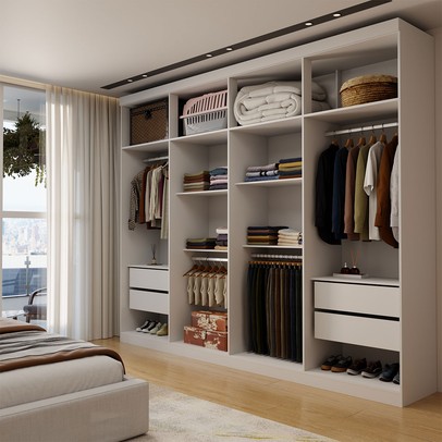 Guarda-Roupa Casal Bréscia 8 Portas 4 Gavetas Branco - Panorama Móveis