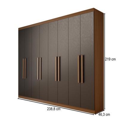 Guarda-Roupa Casal Bréscia 8 Portas 4 Gavetas Jatoba/Grafite - Panorama Móveis