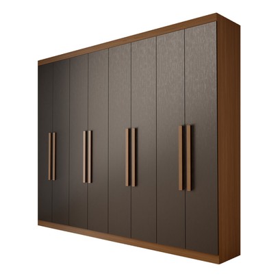 Guarda-Roupa Casal Bréscia 8 Portas 4 Gavetas Jatoba/Grafite - Panorama Móveis