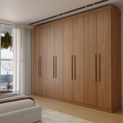 Guarda-Roupa Casal Bréscia 8 Portas 4 Gavetas Jatoba - Panorama Móveis