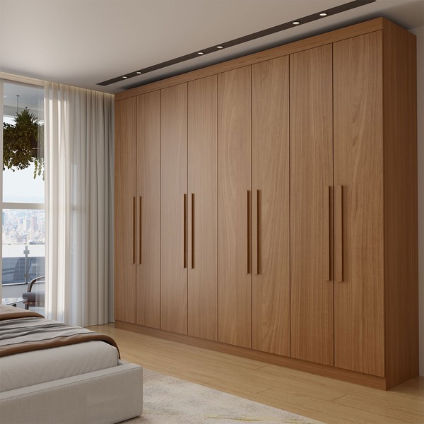 Guarda-Roupa Casal Bréscia 8 Portas 4 Gavetas Jatoba - Panorama Móveis