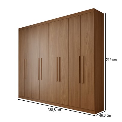 Guarda-Roupa Casal Bréscia 8 Portas 4 Gavetas Jatoba - Panorama Móveis