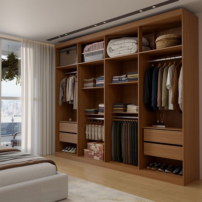 Guarda-Roupa Casal Bréscia 8 Portas 4 Gavetas Jatoba - Panorama Móveis