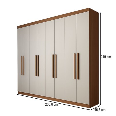 Guarda-Roupa Casal Bréscia 8 Portas 4 Gavetas Jatoba/Areia - Panorama Móveis