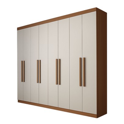 Guarda-Roupa Casal Bréscia 8 Portas 4 Gavetas Jatoba/Areia - Panorama Móveis