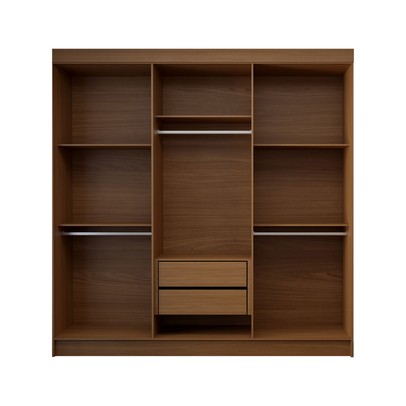 Guarda-Roupa Casal Palermo 6 Portas 2 Gavetas com Espelho Jatoba/Areia - Panorama Móveis