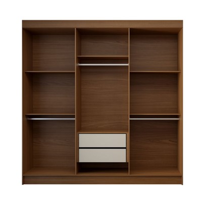 Guarda-Roupa Casal Palermo 6 Portas 2 Gavetas com Espelho Jatoba - Panorama Móveis