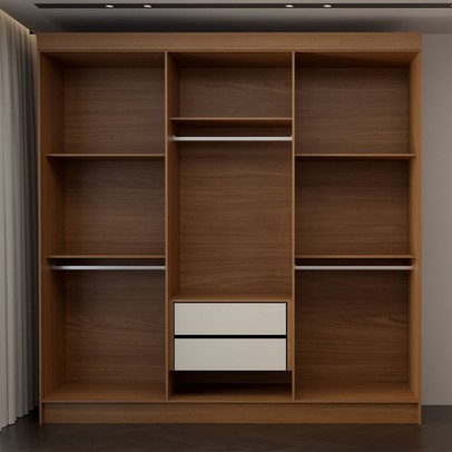 Guarda-Roupa Casal Palermo 6 Portas 2 Gavetas com Espelho Jatoba - Panorama Móveis