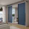 Guarda-Roupa Casal Genebra  3 Portas 4 Gavetas com Espelho Branco/Azul - Panorama Móveis