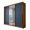 Guarda-Roupa Casal Genebra  3 Portas 4 Gavetas com Espelho Freijó/Azul - Panorama Móveis