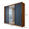 Guarda-Roupa Casal Genebra  3 Portas 4 Gavetas com Espelho Freijó/Azul - Panorama Móveis