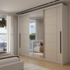 Guarda-Roupa Casal Genebra  3 Portas 4 Gavetas com Espelho Branco/Creme - Panorama Móveis