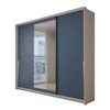 Guarda-Roupa Casal Mônaco 3 Portas 4 Gavetas com Espelho Branco/Azul - Panorama Móveis