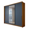 Guarda-Roupa Casal Mônaco 3 Portas 4 Gavetas com Espelho Freijó/Azul - Panorama Móveis