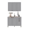 Cozinha Compacta Bariloche 6 Portas 2 Gavetas com Pés 100% Mdf Titânio Fosco - Indékes