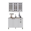 Cozinha Compacta Bariloche 6 Portas 2 Gavetas 3 Prateleiras com Vidro 100% Mdf Branco - Indékes