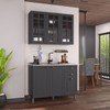 Cozinha Compacta Bariloche 6 Portas 2 Gavetas 3 Prateleiras com Vidro 100% Mdf Chumbo - Indékes