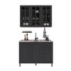 Cozinha Compacta Bariloche 6 Portas 2 Gavetas 3 Prateleiras com Vidro 100% Mdf Chumbo - Indékes