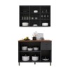 Cozinha Compacta Bariloche 6 Portas 2 Gavetas com Vidro e Pés 100% Mdf Chumbo - Indékes