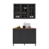 Cozinha Compacta Bariloche 6 Portas 2 Gavetas com Vidro e Pés 100% Mdf Chumbo - Indékes